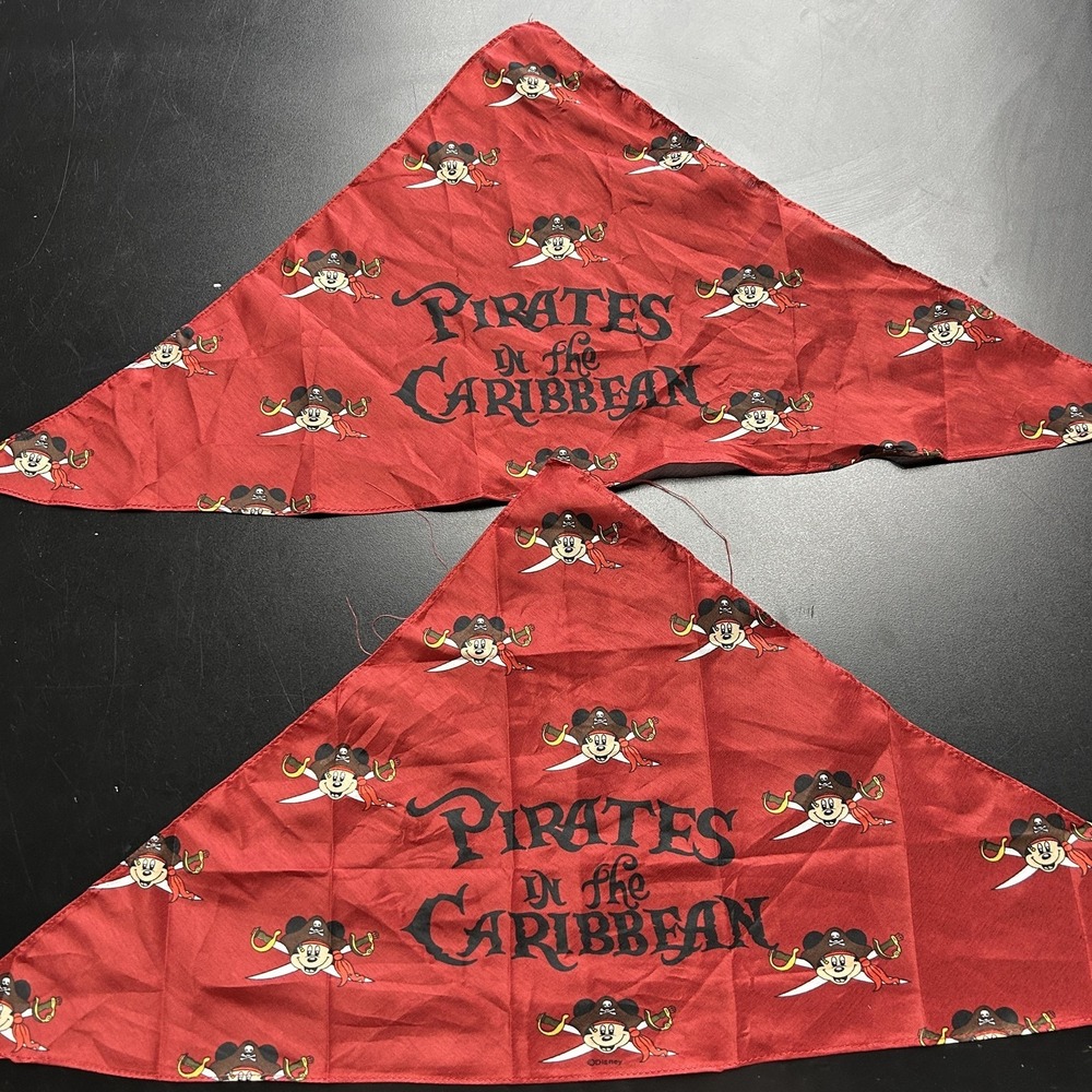 Disney Cruise Line Pirates Scarf Womens One Size‎ Red Mickey Bandana Set 2